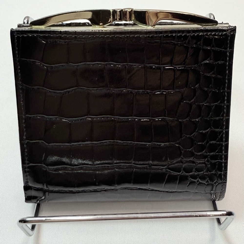 Koret Black Crocodile Embossed Patent Leather Wallet w/ Gold Kisslock VGUC